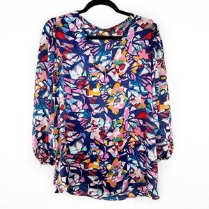 Halogen stained glass print satin blouse